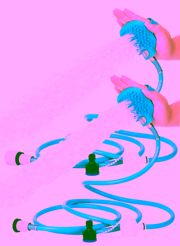 2pc Dog Pet Bathing Tool Glove - Shower Sprayer, Deshedder and Scrubber All In One With 3 Hose Adapters -  Shower, Bath Tub, Faucet and Outdoor Garden Hose Compatible, Adjustable - Perfect Dog Cat Horse Grooming