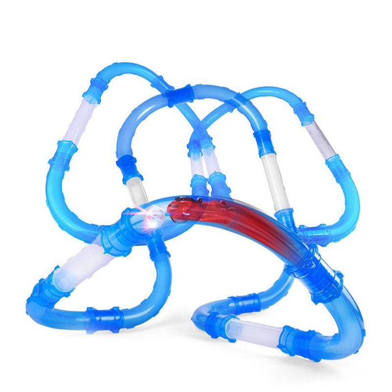 Zoom Speed Car Race Track Tubes - Glow In The Dark Light Up LED Changeable Race Pipes -  Main Complete 28pc Set