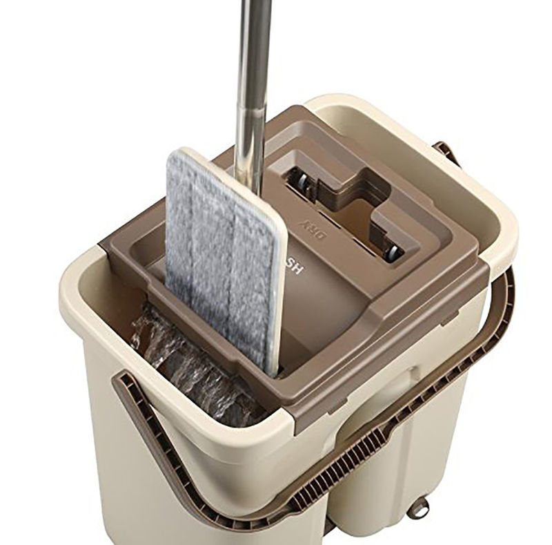 Large Self Cleaning - Self Drying Premium Flat Mop & Bucket System With 2 Reusable Microfiber Mop Pads for Wet and Dry Mopping On All Floor Surfaces