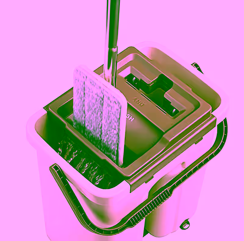 Large Self Cleaning - Self Drying Premium Flat Mop & Bucket System With 2 Reusable Microfiber Mop Pads for Wet and Dry Mopping On All Floor Surfaces