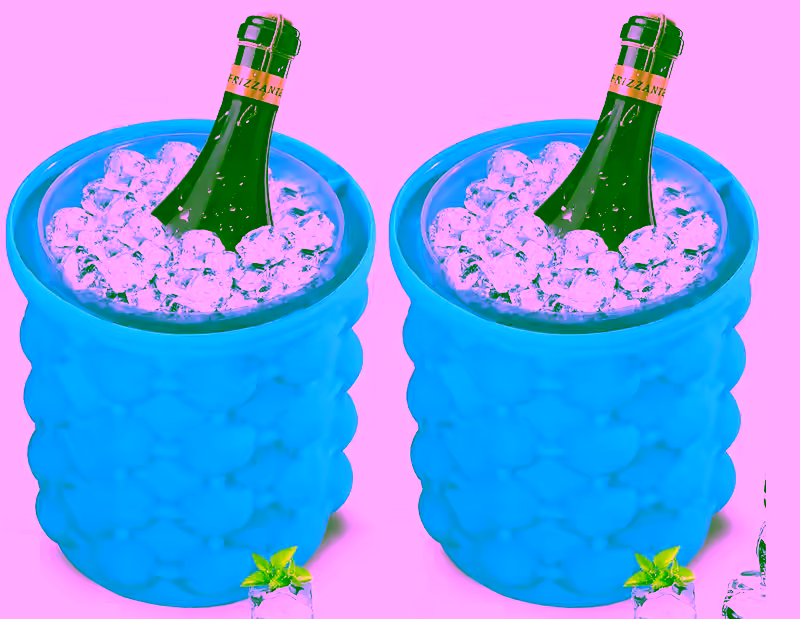 2 ICE Cube Maker Genie - 3 In 1 -  Space Saving Silicone Ice Cube Maker, Ice Bucket & Beverage Holder - Hold Up To 120 ice cubes - Large