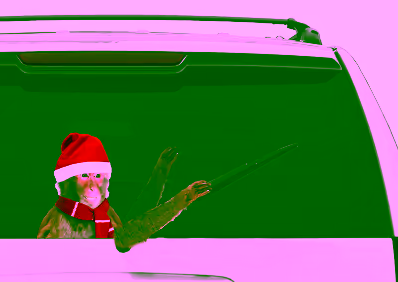 Rear Vehicle Car Window Waving Moving Windshield Wiper Blade Tag Decal Sticker  - Christmas Monkey
