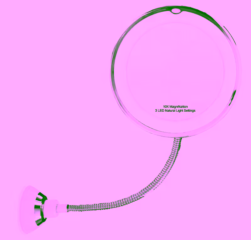14 LED Suction Cup Makeup Mirror - 6.5" 10X Magnifying Mirror, Flexible 360 Degree Swiveling Gooseneck Bathroom Vanity Mirror - With Power Locking Suction Cup - LED Natural Diffused Bright Light - Portable & Cordless