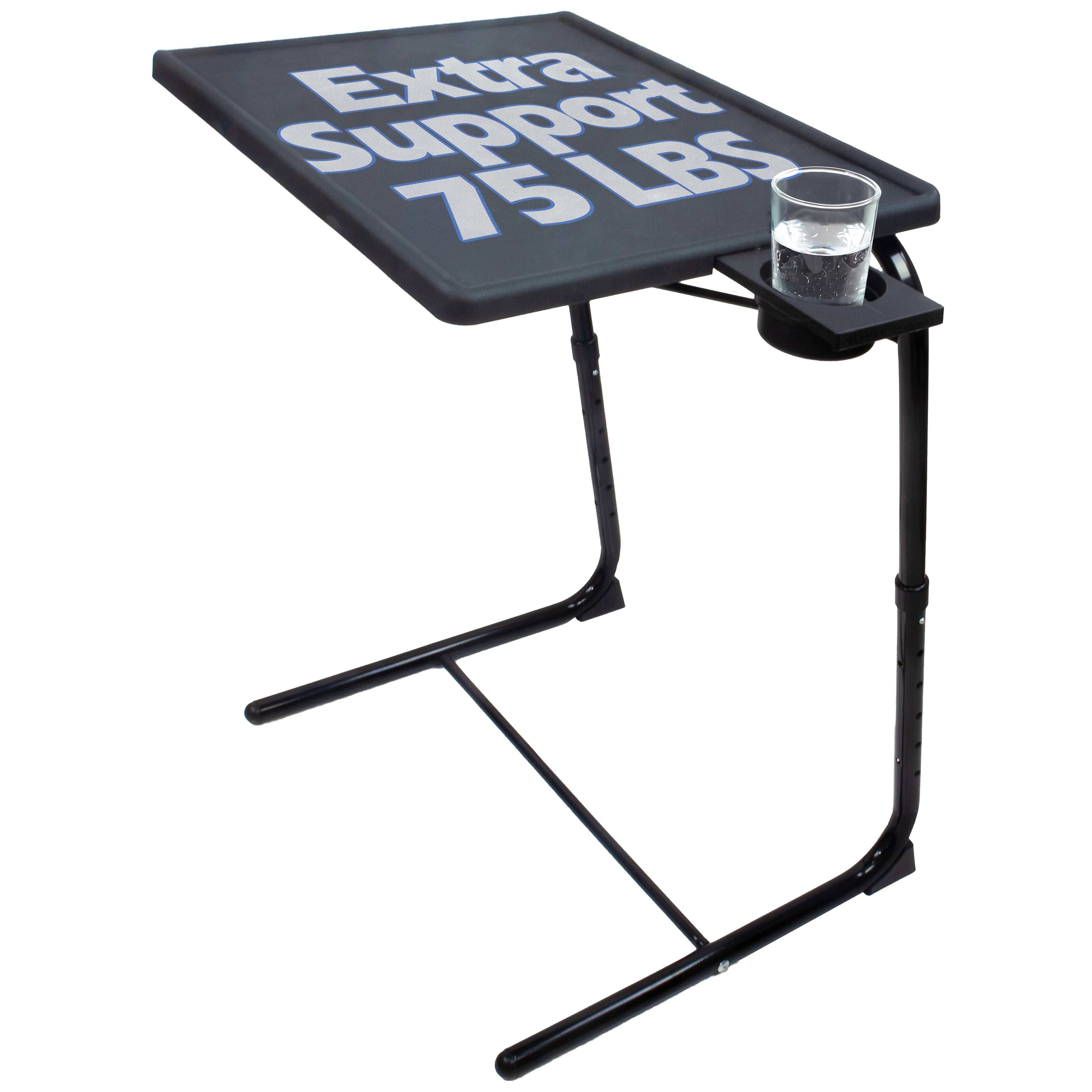 TV Tray Table Portable Foldable & Adjustable - Laptop, Eating, Drawing, Snack Plastic Tray Table Stand With Sliding Adjustable Cup Holder - Black + $4.95