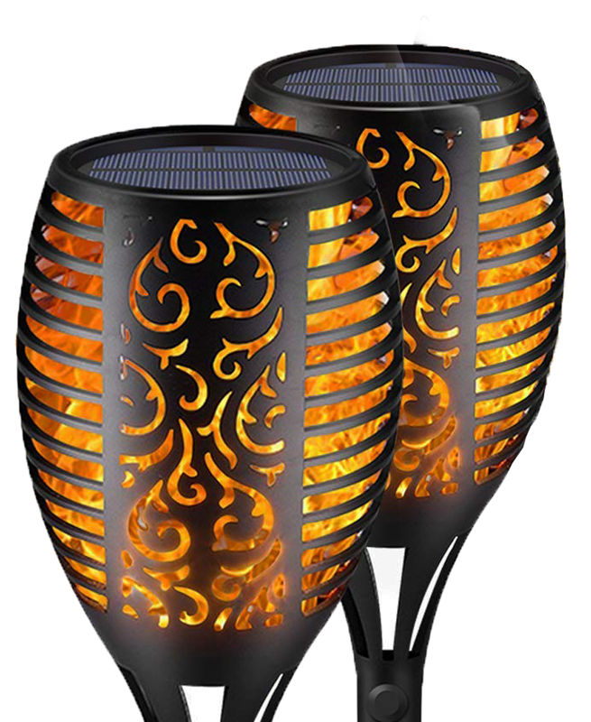 2pc Solar 51 LED Waterproof Flickering Flames Tiki Torches Lights - Outdoor Waterpoof Landscape Decoration Patio Lights - Auto On/Off For Garden, Driveway, Patio, Yard & More