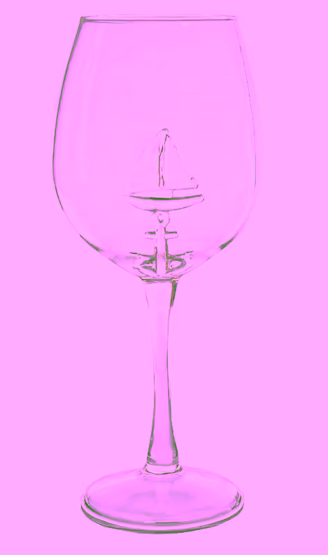 Sail Boat Wine Glass with 3D Sailboat and Nautical Anchor Design - Unique Sea-Themed Wine Stemware for Drinking Wine, Boating, and Sailing
