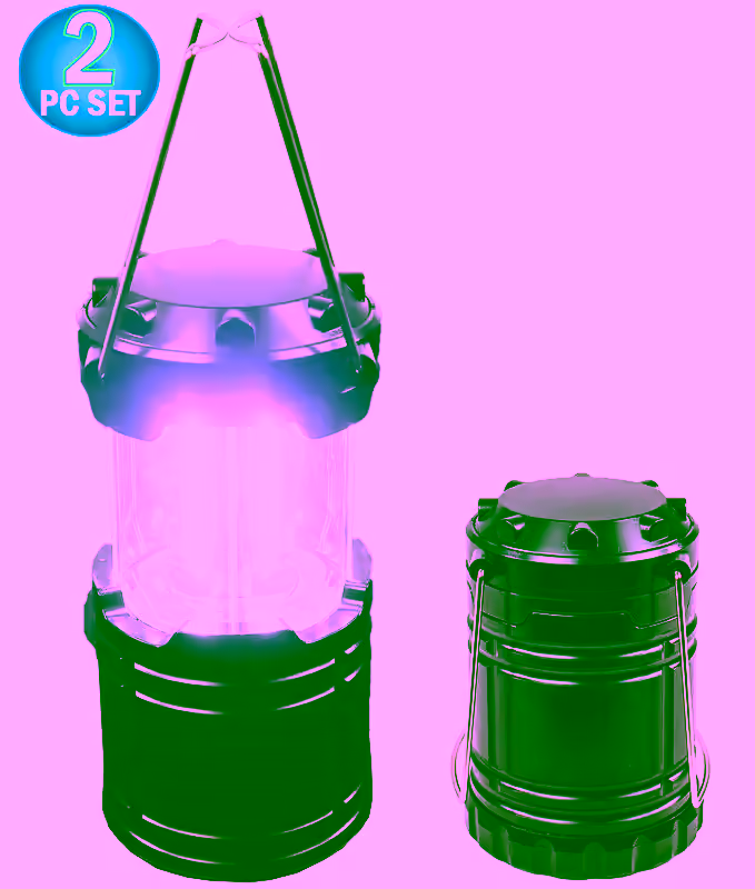 2 Portable Collapsible Outdoor COB Camping Lantern  - Military Tough  Light LED COB Tactical Lantern - Ultra Bright & Portable -  For Hiking Camping Home Power Outages or Other Emergencies - NEW