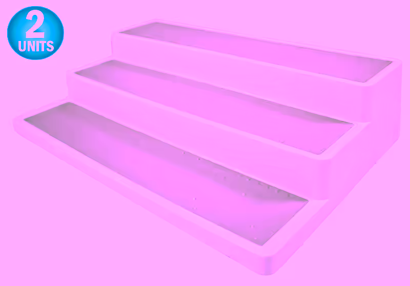 2PC - Non Slip 3 Tier Spice Rack Step Shelf Organizer - White - For Kitchen, Refrigerator, Pantry, Cabinet, Cupboards, Countertops & More