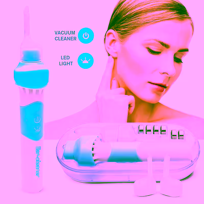 Ear Wax Vacuum Removal Deluxe Kit - Easiest Ear Cleaner & Ear Wax Removal Tool - Soft Silicone, Automatic Earwax Remover