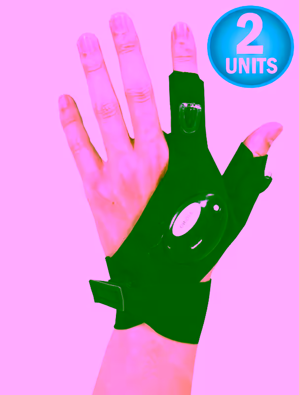 2 LED Flashlight Finger Glove Outdoor Fishing Gloves with Stretchy Strap Perfect for Handyman, Camping, Fishing, Crafts  - 2 Gloves