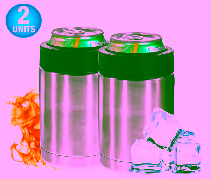 2 Arctic Mountain 12 oz Tumbler Double Walled Vacuum Insulated Koozie Can Holder Cooler, Beer Bottle Holder - Anti-Rust BPA & Sweat Free - Hot/Cold Holder