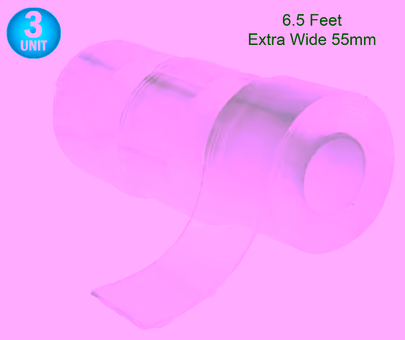 3pc Magic Gel Nano Silicone Extreme Grip Tape - Double-sided Reusable Washable Traceless Removable Grip Adhesive Clear Gel Tape - Extra Wide Premium