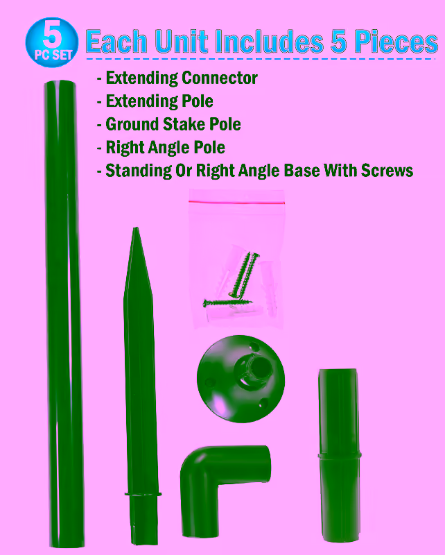 5pc Accessory Extension & Joint Pack For 96LED & 51 LED Solar LED Flickering Flame Tiki Torch Lights