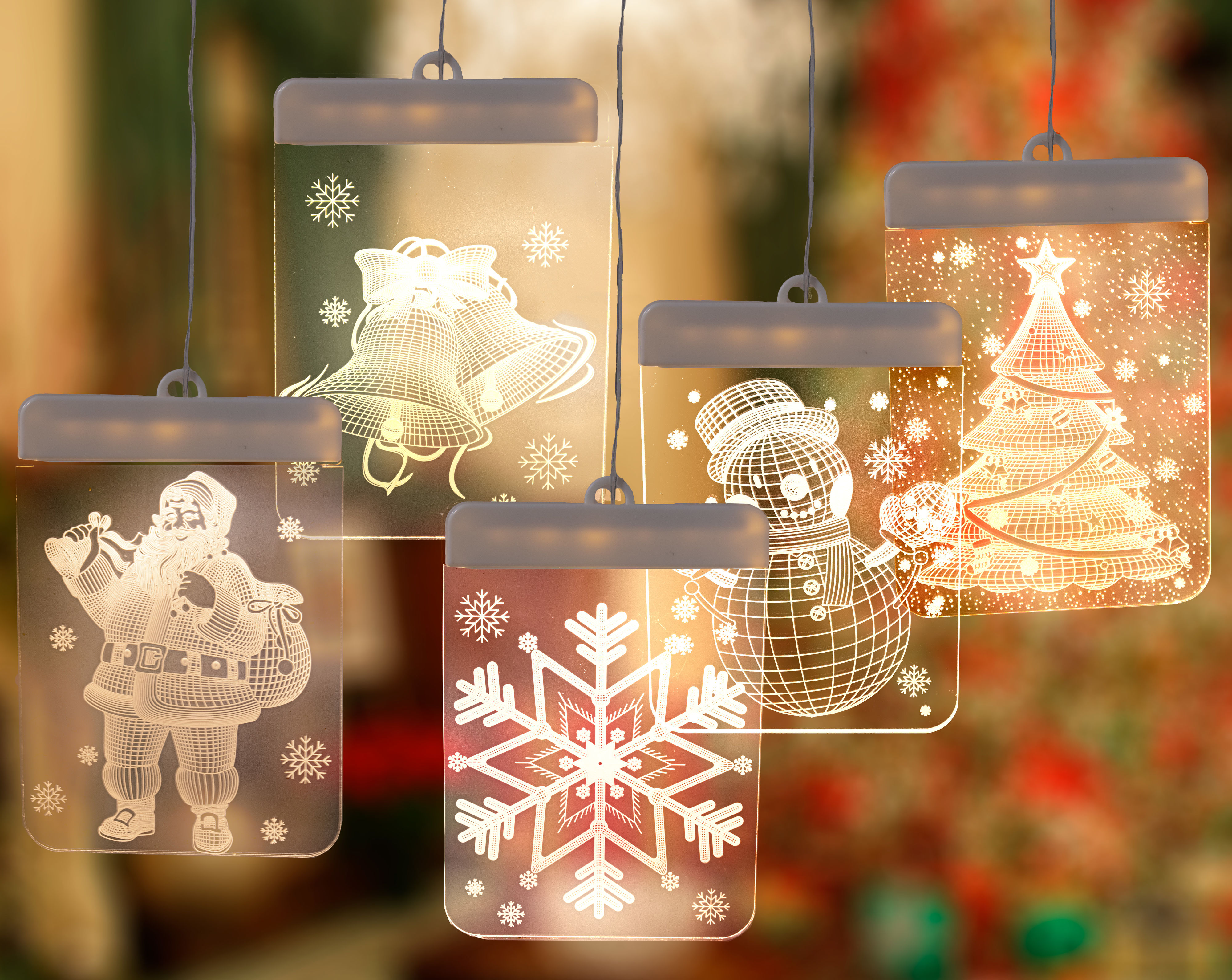 3 3D Hanging LED Christmas Window Lights Xmas Holiday Decoration