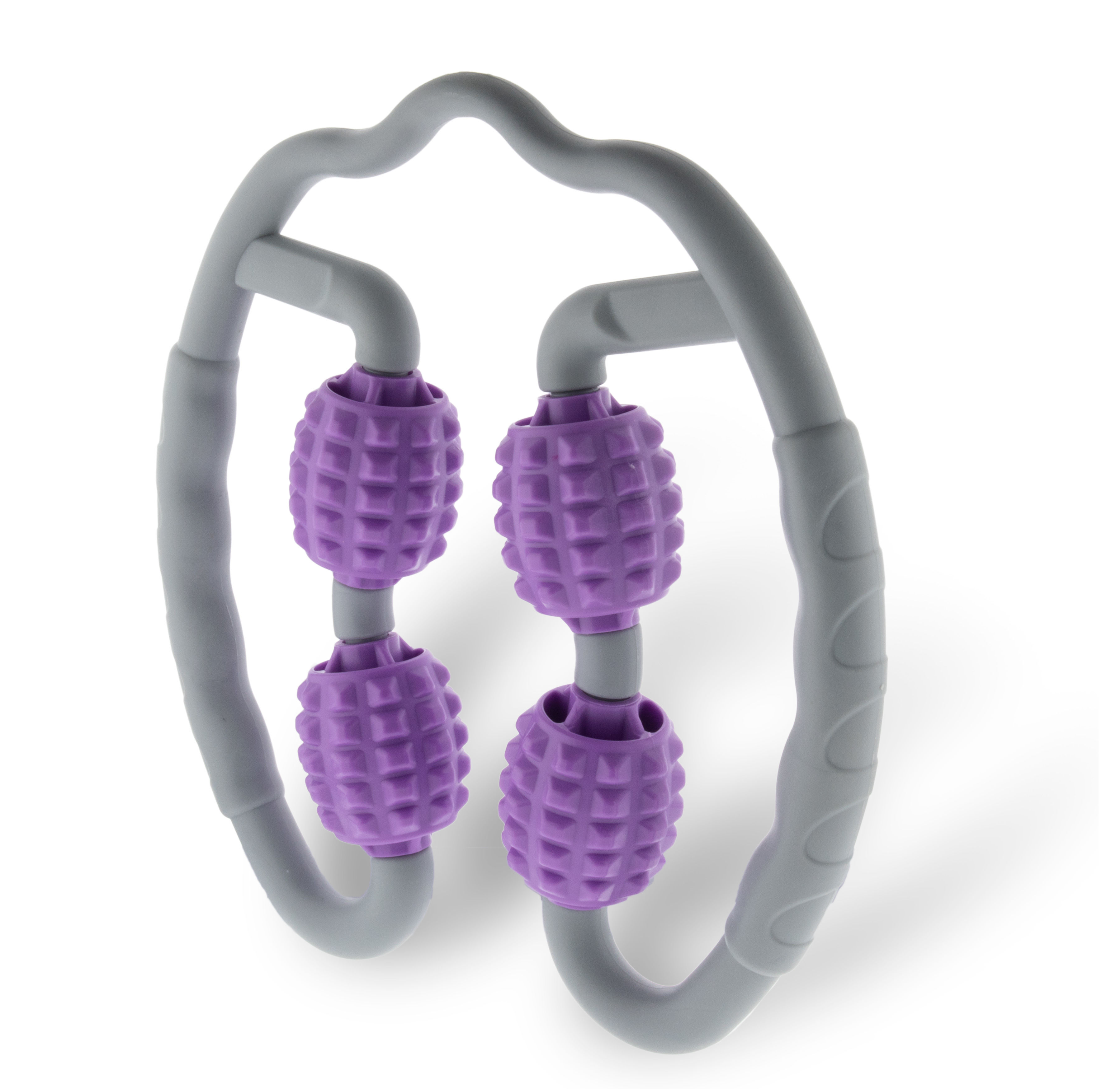 Quad Handheld Massager 360° Deep Tissue Muscle Roller Massage Ball for Muscle Pain Relief, Cellulite and Fascia Release -  Portable U Shaped Roller for Back, Neck, Arm, and Leg Trigger Point Therapy, Myofascial Release, and Muscle Recovery - Purple