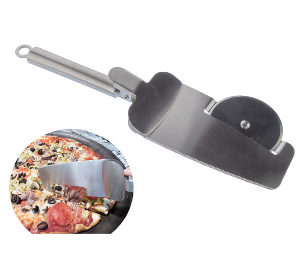 Pizza Cutter Wheel w/ Stainless Steel Slicer Blade & Pizza Serving Spatula - Multifunction, Sharp Edge, Dishwasher Safe, Non-Rusting - All-in-One Pizza Slicer