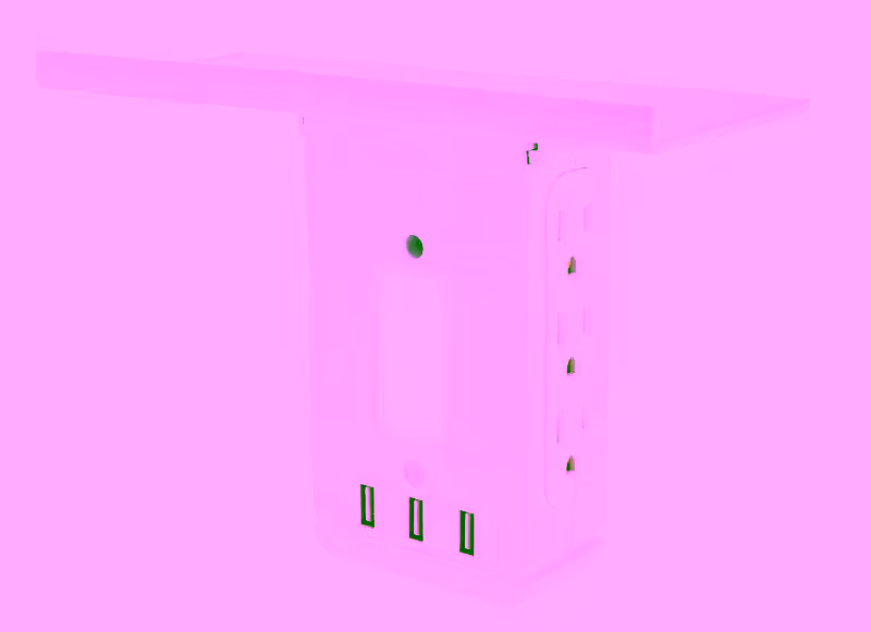 Wall Outlet Charging Tower Station Shelf - Surge Protector LED Night Light, 6 3 Prong Outlets + 3 Fast Charging USB - Electrical Socket Power Stand Holder - Space Saving