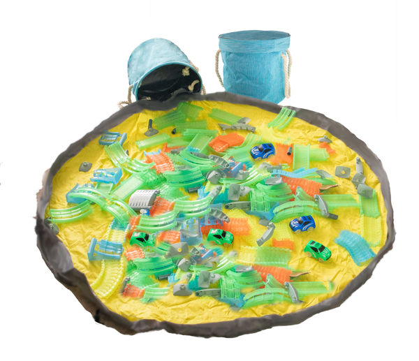 Toy Storage Organizer Basket with XL Play Mat for Kids, 2-in-1  Storage Box Collapsible Quick Oxford Toys Storage Bag and Activity Mat, Indoor and Outdoor Portable Bag with Drawstring - Gray