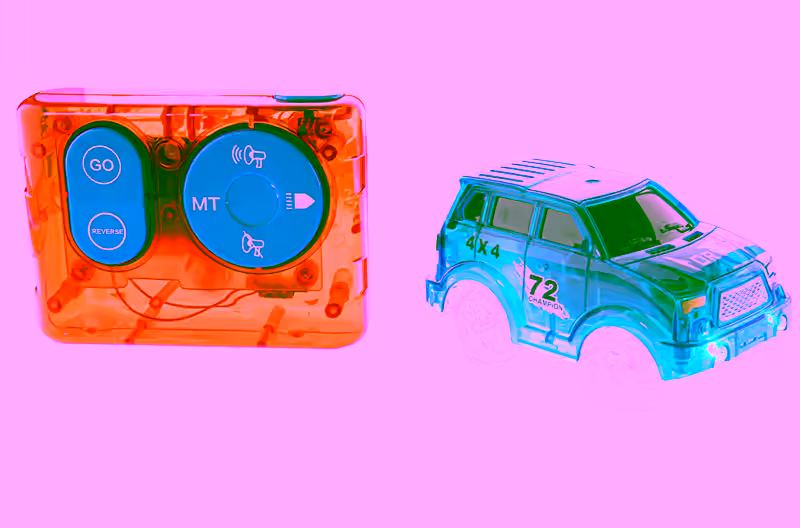 RC Remote Control Turbo Race Car For Magic Light Up Twisting Tracks - LED, Realistic Sounds Effects, Light Up - Forward, Reverse & Stop.