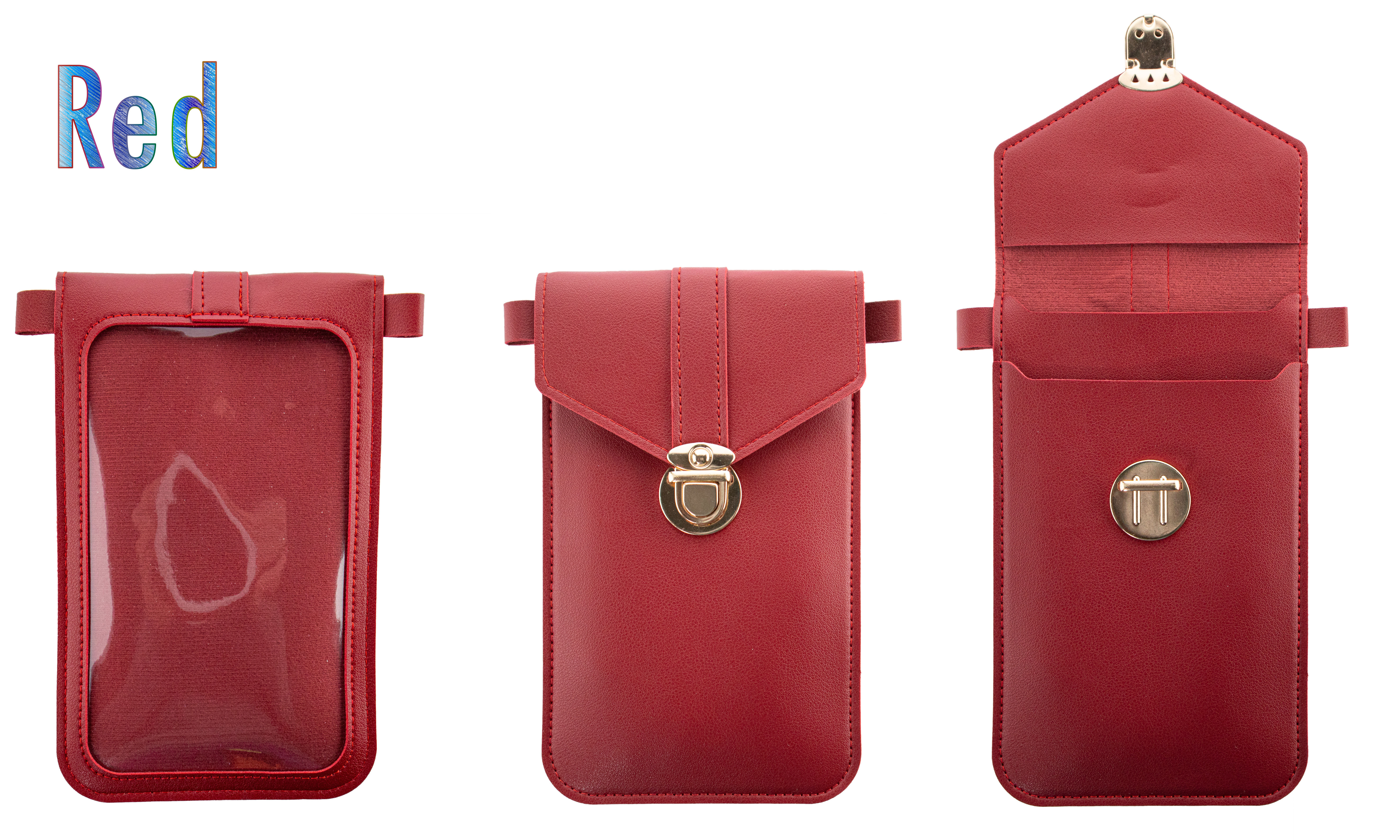 Touch Screen Crossbody Women Cell Phone Purse - Cross Body With Shoulder Strap Bag - RFID Wallet Keeps Cash, Credit Cards, Phone Screens Safe - Red