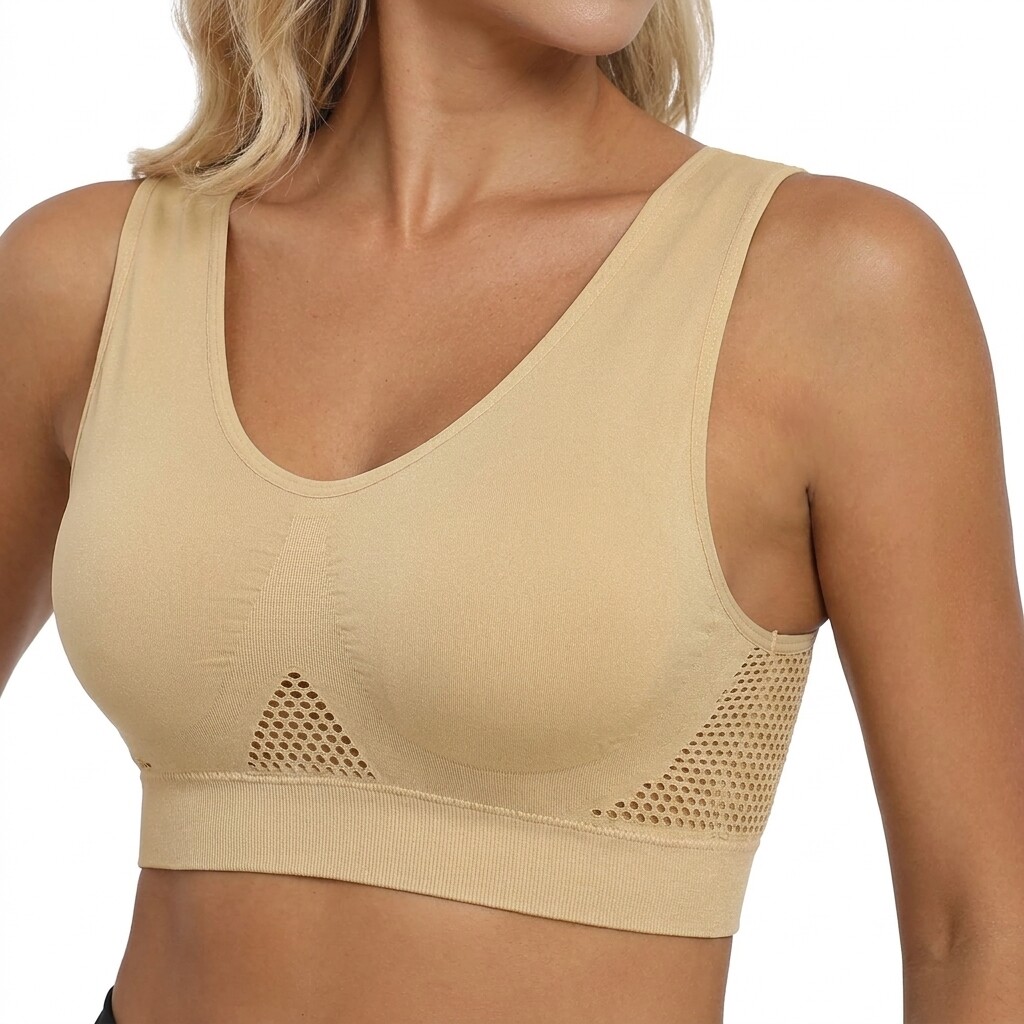 Seamless Support Wireless Comfort Bra - Breathable Mesh Design, Anti-Chafing, Removable Pads, Versatile & Easy Maintenance Stretch Sports Freedom Bra