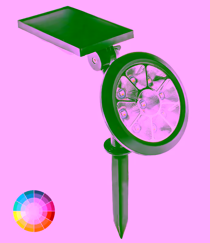 Solar Powered RGB Color Spotlight LED Lights - Color Changing Ground Lights  - 7 Color Changes Outdoor/Indoor Waterproof Garden Landscape Yard Lights