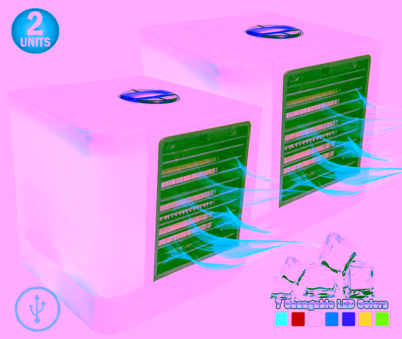 2 Polar Portable Air Conditioner - Small Personal Evaporative Space Cooler AC -  Sleep Edition - USB, Humidifier, Fan, With Sleep Timer (5-1)