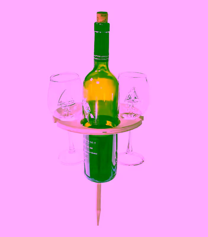 Portable Outdoor Wine Table With Bottle Holder - Collapsible Foldable Mini Wooden Wine Glass Rack & Snack Holder Caddy