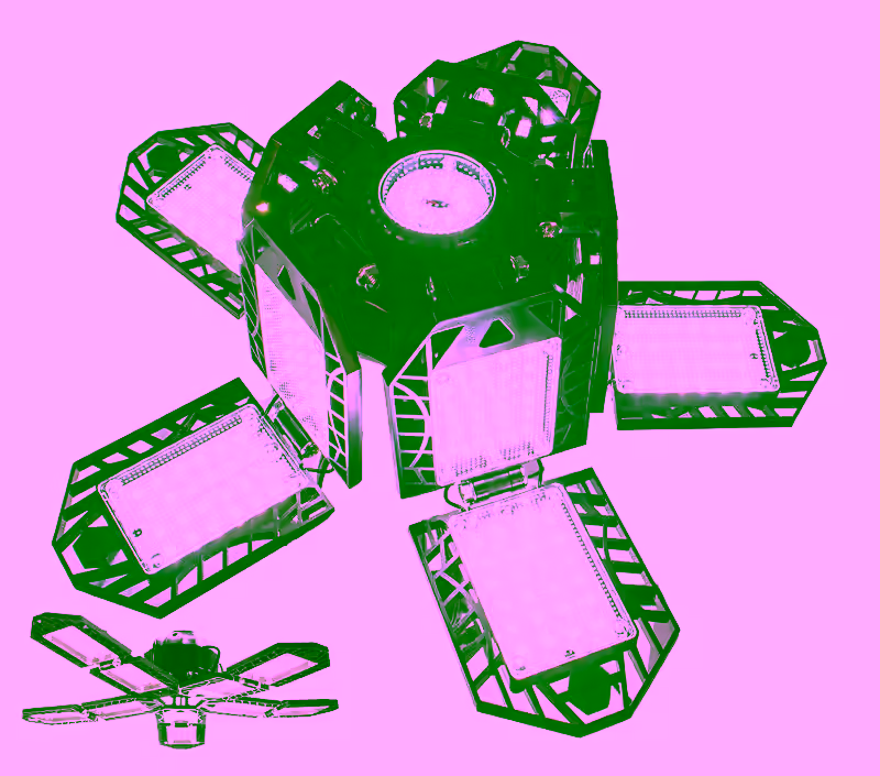 Garage Led Light Bulb 180W LED w/ 10 Adjustable Leaf Aluminum Panels, 256 LEDs, E26/E27 6000K - 7200LM Ceiling Fixture for Basement Warehouse Workshop Home