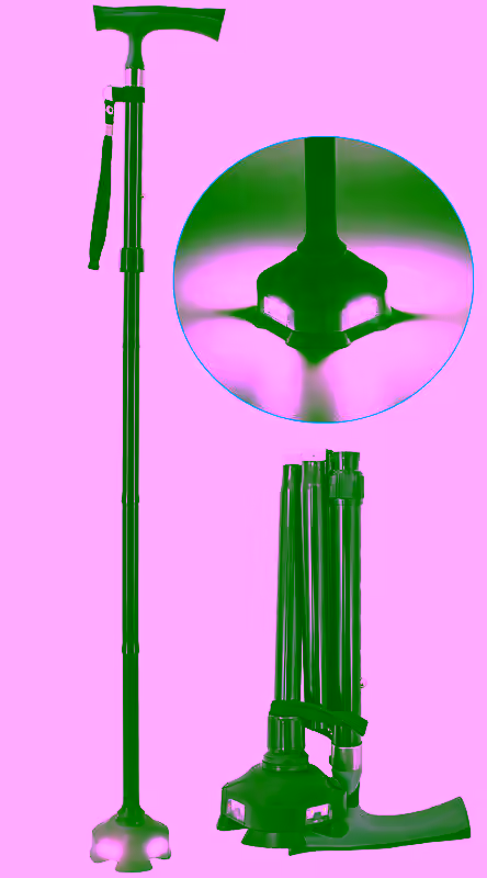 Folding Walking Cane with LED Light - Adjustable Height & Pivoting Walking Stick for Men, Women, Seniors - Upright Posture Support, Lightweight, Ergonomic Design, Self-Standing, Foldable, Portable - Ideal for Hiking, Balance & Stability