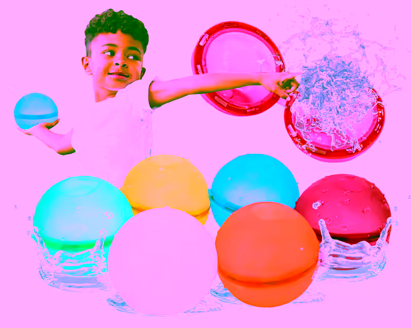 6 Super Reusable Water Balloons - Self Tying Sealing - Rapid Filling Auto Water Balloon  - Safe, Soft, Fun & Reusable Waterballoon
