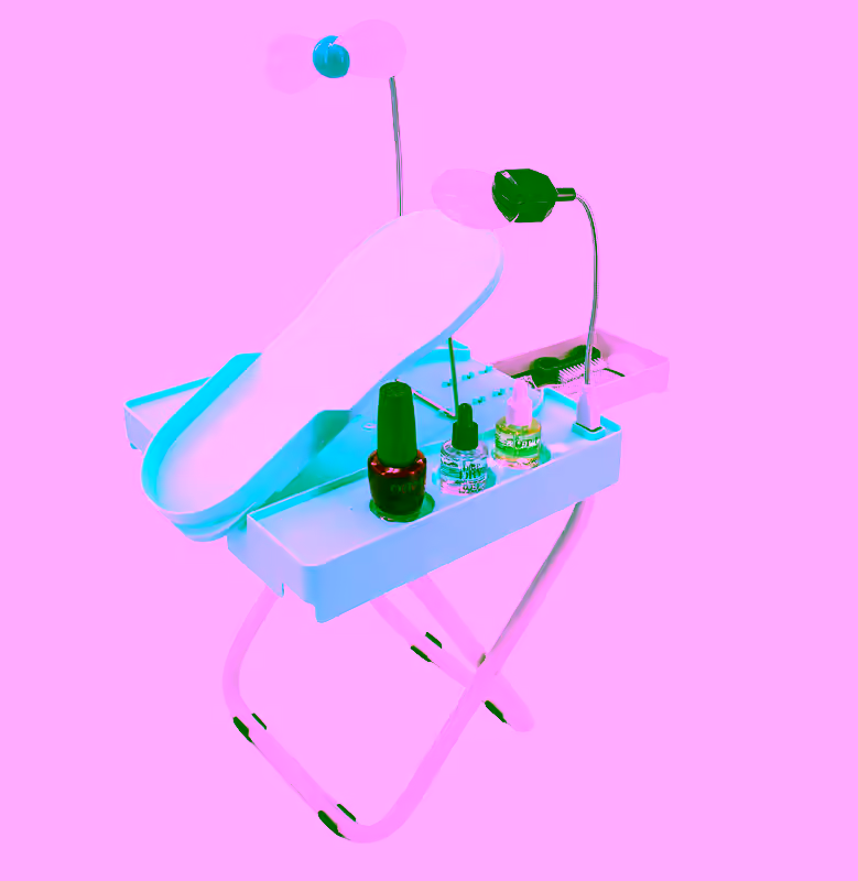 Pedicure Assistant Stand With Magnifying LED Light & Drying Fan - Nail Painting Foot Stand - Portable, Adjustable, Storage &  Space Saving Pedi At Home Foot Step