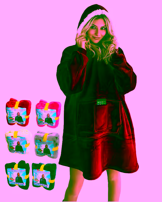 Oversized Hooded Sherpa Sweatshirt Wearable Blanket Cozy Soft & Comfortable  Hoodie Fleece Sweatshirt - Hooded, 2 Large Pocket, Middle Cell Phone Remote Pocket,  Reversible  - Premium Edition - Red - Red / Standard