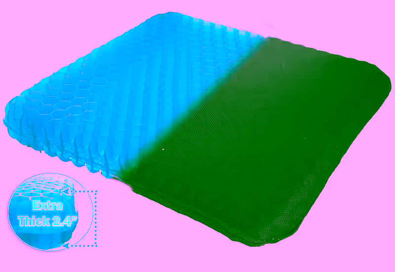 Honeycomb Cooling Gel Support Seat Cushion with Non-Slip Breathable Cover 2.4" Thick - Ergonomic & Orthopedic Designed -  Absorbs Pressure Points