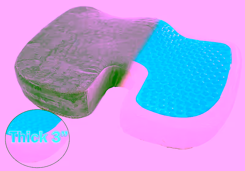 Memory Foam Cooling Gel Seat Cushion -  Gel Enhanced Orthopedic Contour Coccyx Cushion - Non Slip Cradle & Support Your Body & Tailbone  - Office Chair Car Seat Cushion