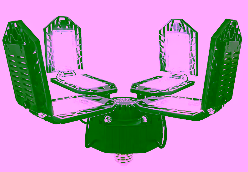 Garage Led Light Bulb 180W LED w/ 8 Adjustable Leaf Aluminum Panels, 192 LEDs, E26/E27 6000K - 7200LM Ceiling Fixture for Basement Warehouse Workshop Home