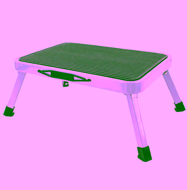 Metal Step Stool - Portable Folding Foot Stool - Non-Slip, Compact, 330lbs Capacity, Heavy Duty One Step Ladder for Kitchen, Bedroom, Bathroom - Lightweight & Foldable for Adults & Kids