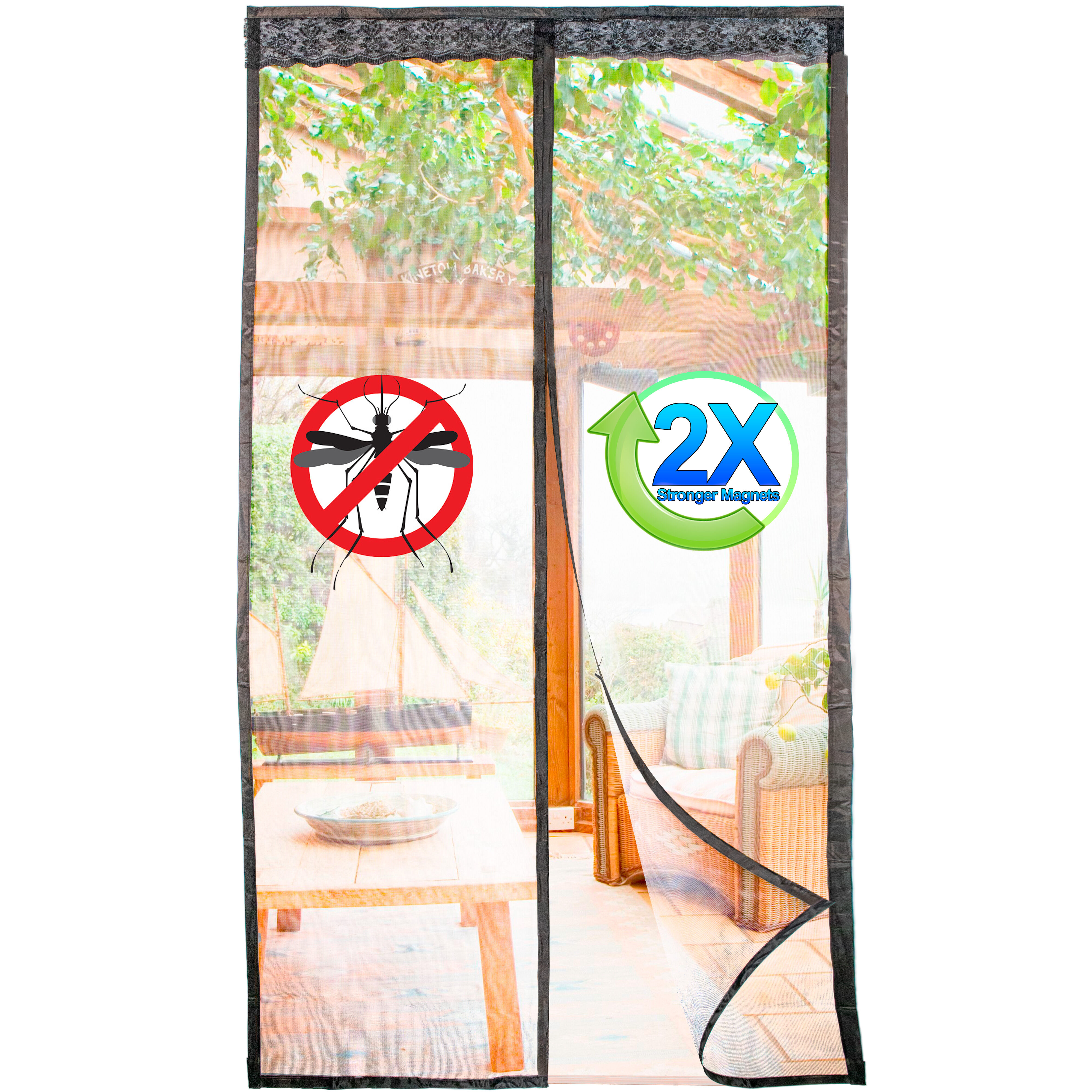 Magnetic Fiberglass Mesh Screen Door - Heavy-Duty Hands-Free Easy Walk Through Closure for Patio & Pets, Pet-Friendly & Keeps The Bugs Out, Fits Standard Doorways