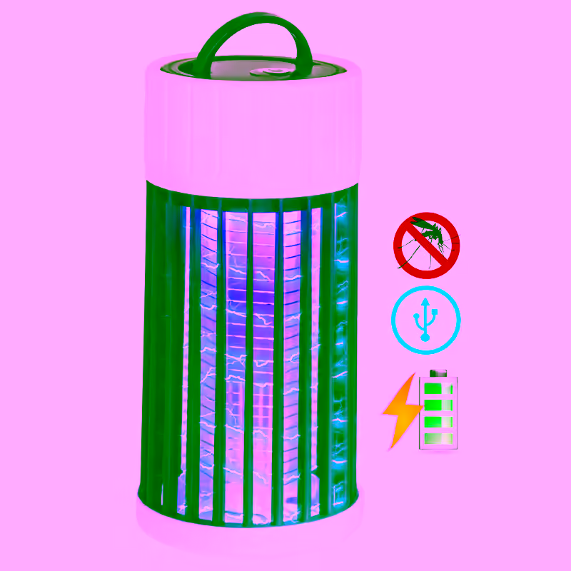 Bug Zapper Electric Mosquito Killer - Portable USB Rechargeable Fruit Fly Trap w/ Nightlight Lantern -  Cordless Insect Repellent Device - Outdoor & Indoor Perfect For Camping, Home & Patio - Small