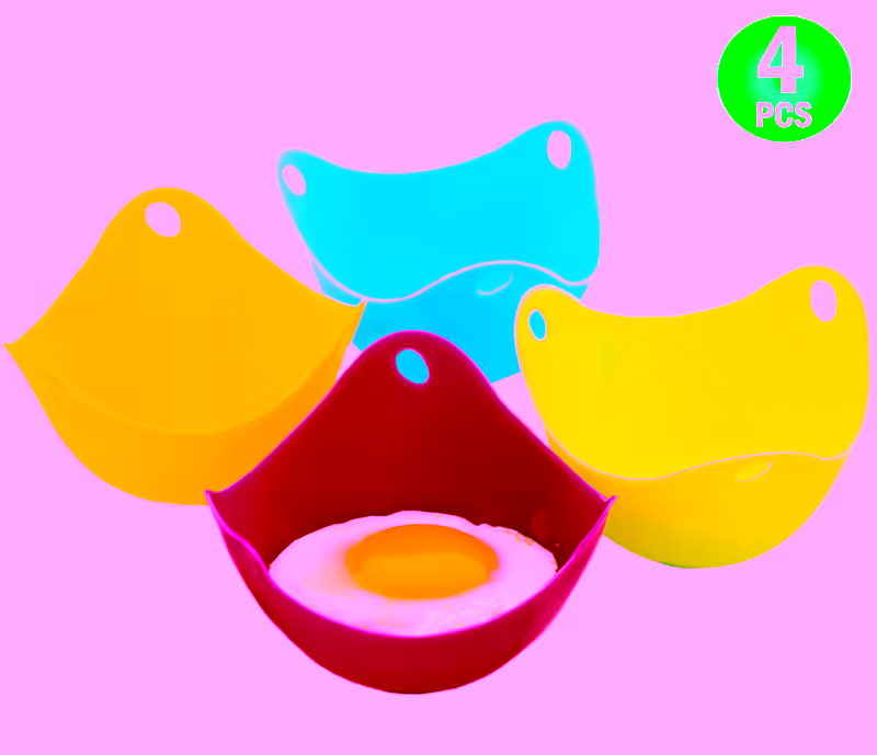 Egg Poacher Silicone Cup 4pc Set - Microwave & Stovetop Boiler Safe for Perfect Poached Eggs -  Poaching Pan, Steamer, & Boiler Floating Insert Cooking Pods