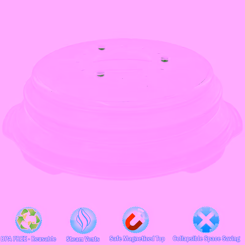 Microwave Collapsible Magnetic Cover Splatter Guard & Food Lid 12" 3-in-1 Hovering Anti-Splatter Shield Guard Oven Cooking, Sticks To Top, Vents, & Space Saving - For Dish, Plate, Bowls & More