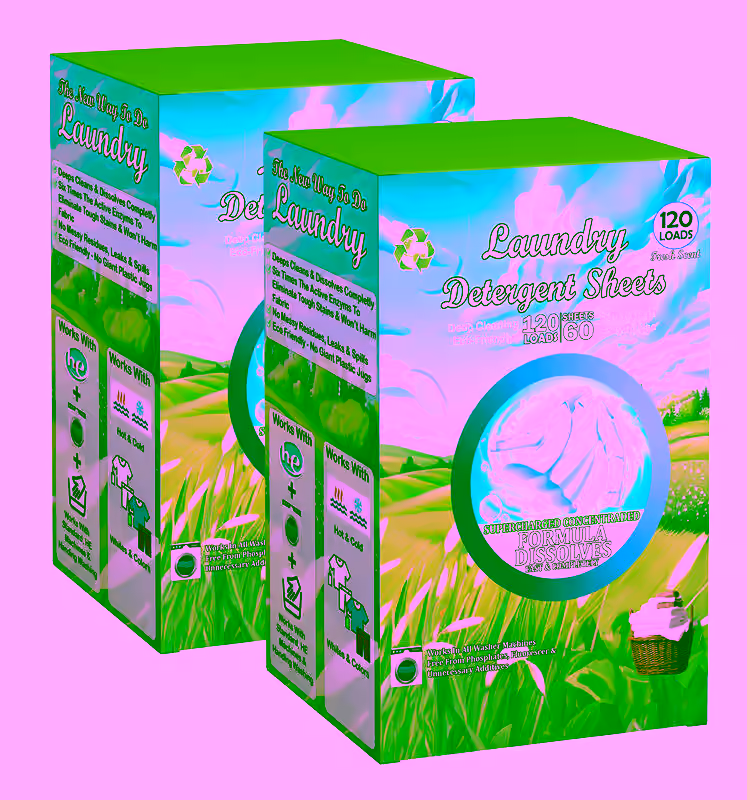 Laundry Detergent Sheets 2pc (240 Loads) Eco-Friendly, Hypoallergenic, & Enzyme-Based Powerful Stain Removal -  Convenient for Travel & Space-Saving Fresh Scent