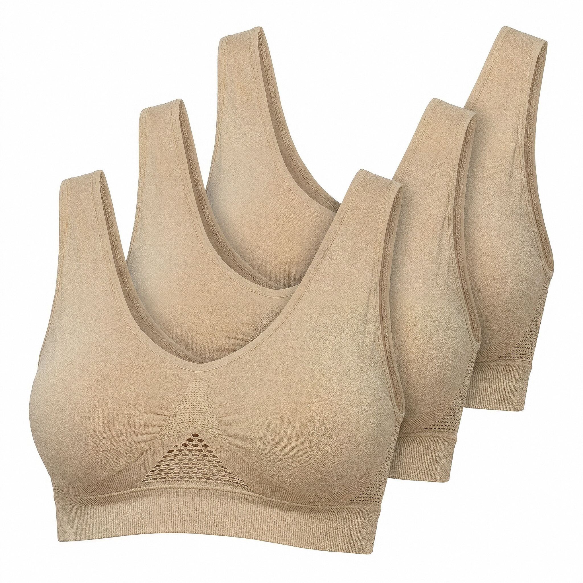 Seamless Support Wireless Comfort Bra 3pc - Breathable Mesh Design, Anti-Chafing, Removable Pads, Versatile & Easy Maintenance Stretch Sports Freedom Bra