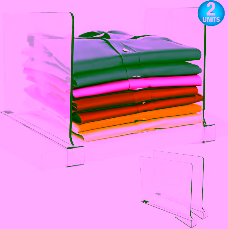 Acrylic Shelf Dividers Clear Closet Organizer - 2pc - Storage Rack Separator For Organization - Durable & Transparent for Wardrobe, Towels, Clothes, Jeans & Books