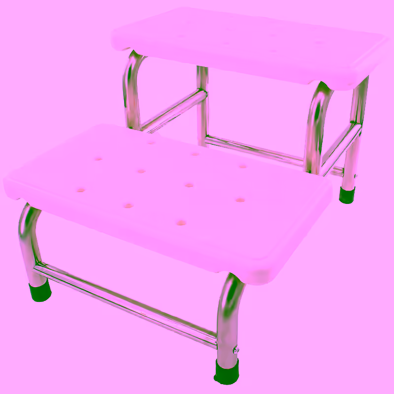Medical Stepping Foot Stool w/ 2 Stairs -  Non Slip Grip & Drainage Holes - Supports 450lbs For Bathtub, Shower, Kitchen, Bedroom