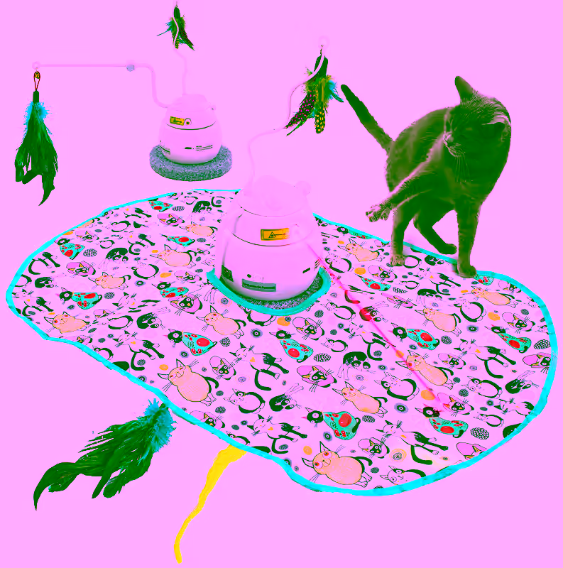 Interactive Laser & Motion Cat Toy - 4-1 Cat Games, 3 Speeds - Hide & Seek, Wand Teaser, Chasing,  Laser - USB Rechargeable Kitten Exercise Chasing Wand with Moving Feather