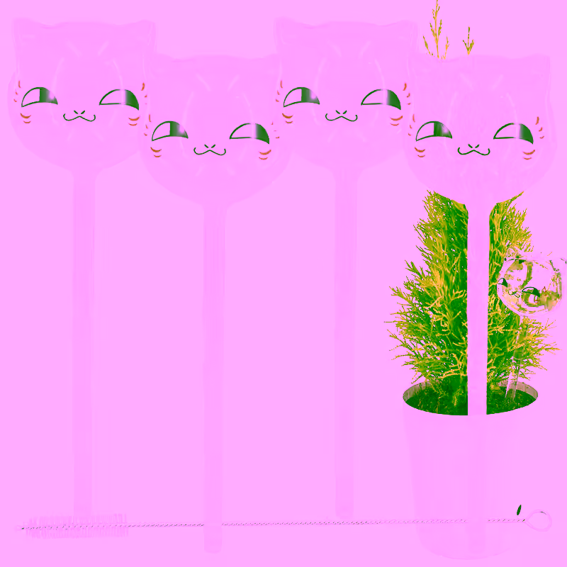 Aqua Glass Plant Watering Cat Globes - Automatic Self Watering Drip Irrigation Ideal for Vacation Plant Care, Indoor/Outdoor Potted Flowers, Herbs, Houseplants - 10" 6-7 oz 4pc Set