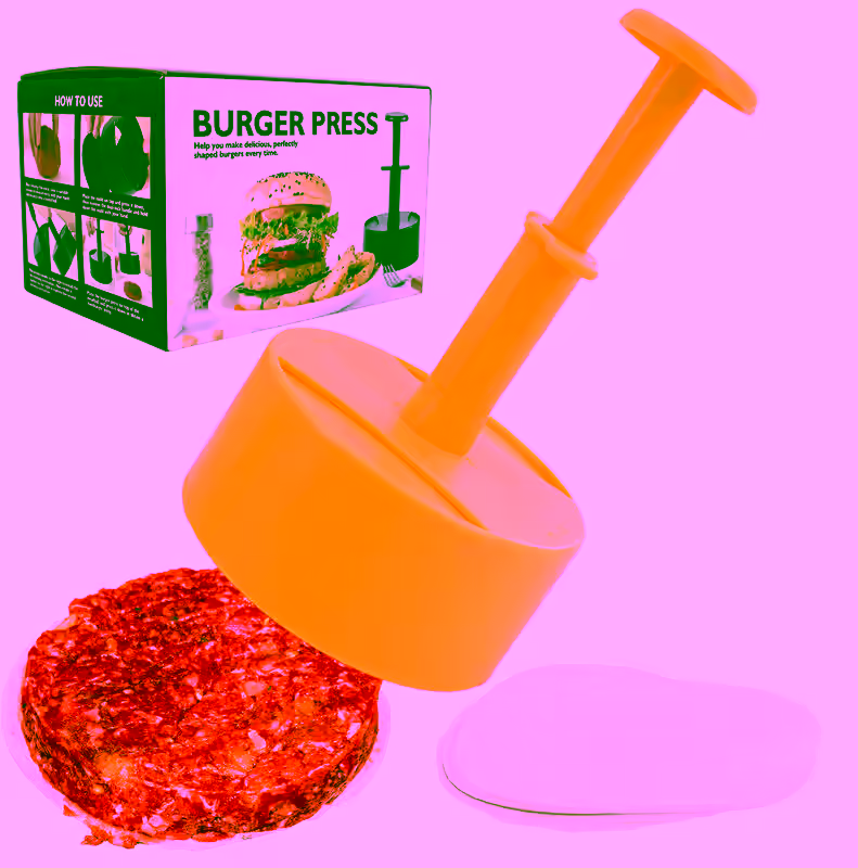 Burger Press Patty Maker - Adjustable, Non-Stick Hamburger Mold for Perfect Stuffed, Beef, and Veggie Patties, Easy-Clean Grill Ready Tool with Graduated Design - for Home and Outdoor Cooking