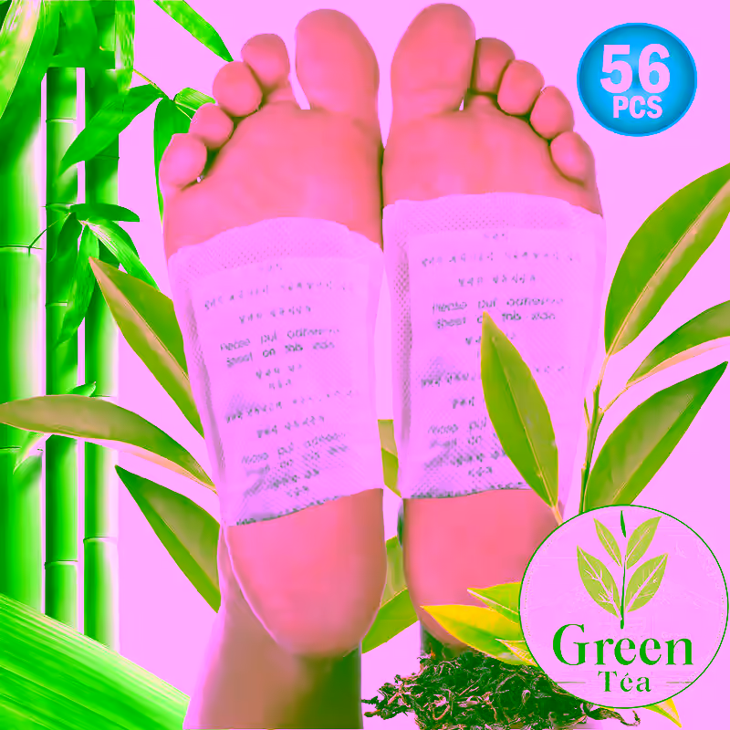 Japanese Foot Cleanse Detox Pads - Natural Cleanse for Feet & Body Toxins | Relief with Bamboo Ginger Charcoal & Antioxidant Green Tea - 28pc Deluxe Set