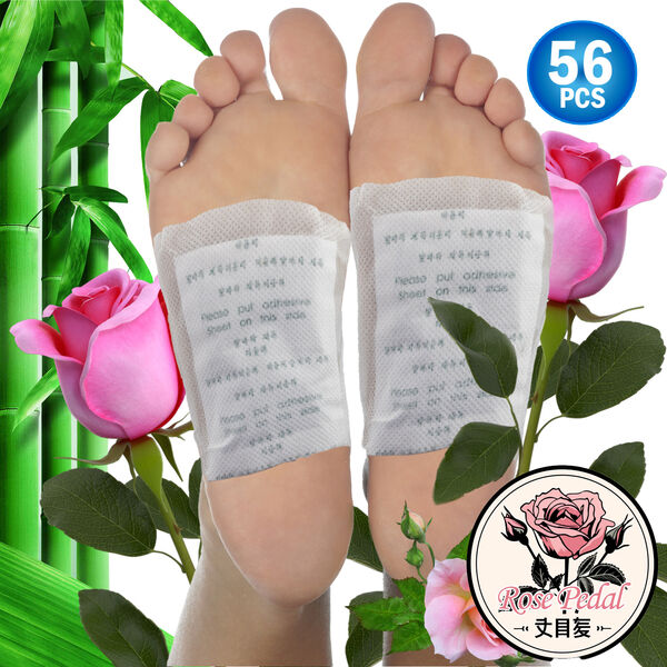 Japanese Foot Cleanse Detox Pads - Natural Cleanse for Feet & Body Toxins | Relief with Bamboo Ginger Charcoal & Rose Plant Fibers - 28pc Deluxe Set